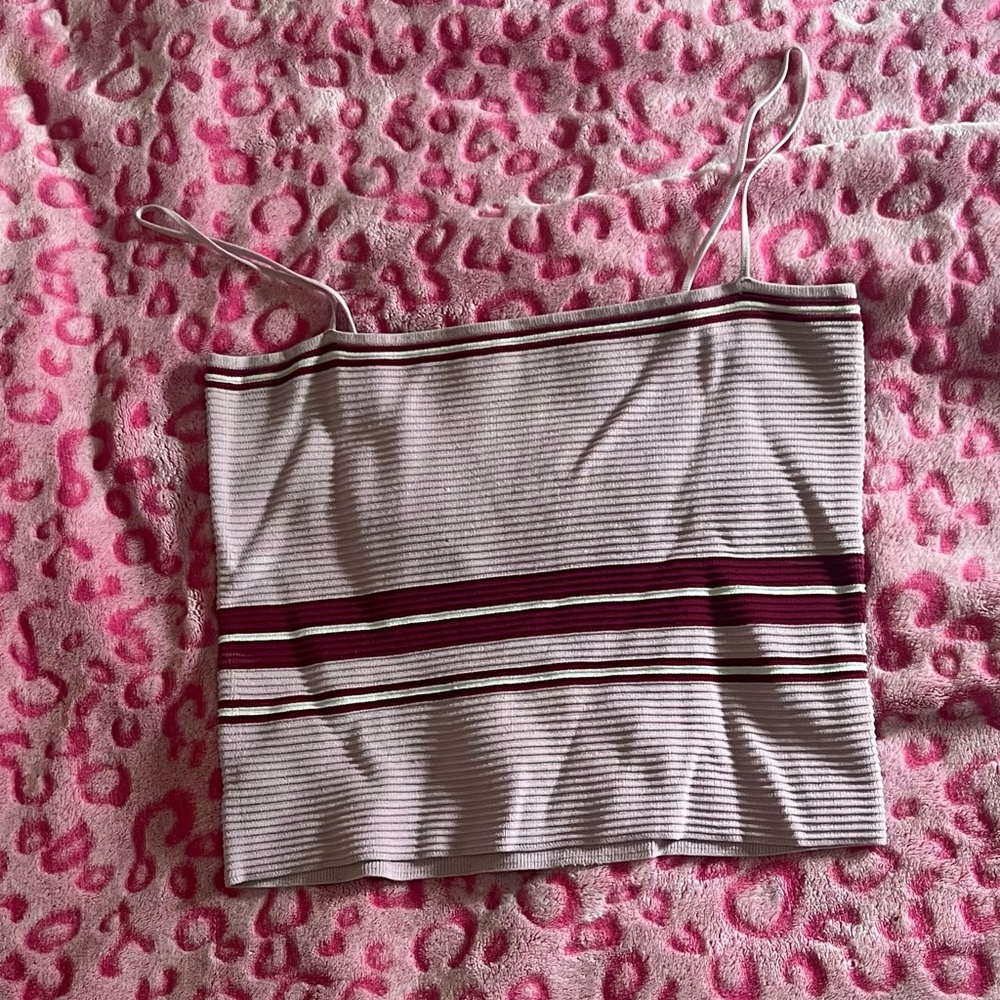 Lulu's Pink and Red Ribbed Top